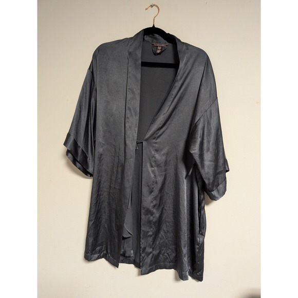 Victoria's Secret Other - Victoria's Secret Black Satin Kimono Robe XS/S Short Lingerie Sleepwear Wrap